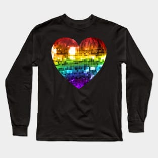 Rainbow Disco Ball Heart Long Sleeve T-Shirt